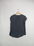 Vorschaubild 2 von Bluse Damen Gr. 36 dunkelblau V-Ausschnitt Kurzarm
