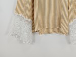 Vorschaubild 6 von Bluse gestreift mit Spitze an den Ärmeln gelb weiß Gr. 38 M