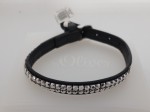 Vorschaubild 2 von Armband Damen Leder Schwarz Edelstahl Swarovski Kristalle 21, 5cm