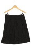Vorschaubild 1 von Damen A-Linienrock Gr. 36/S Schwarz Baumwolle Blumenmuster Stickerei
