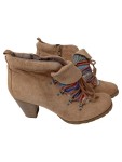 Vorschaubild 1 von Damen Stiefelette Gr. 40 Braun Casual Strickmuster Reißverschluss