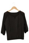 Vorschaubild 1 von Damen Sweatshirt Schwarz Gr. 40/L Casual Streetwear Strukturmuster 3/4-Arm