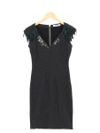Vorschaubild 1 von Cocktailkleid Damen 36/S Schwarz Elegant Luxuriös Fransen Strass