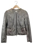 Vorschaubild 1 von Lederjacke Damen Klassisch Elegant Grau Gr. 34 XXS
