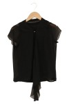 Vorschaubild 1 von Bluse Damen 32/XXS Schwarz Elegant Modisch Casual Kurzarm Schleife