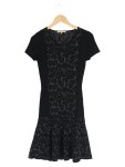 Vorschaubild 1 von Strickkleid Damen Gr. 36/S Schwarz Animal-Print Elegant Midikleid