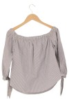 Vorschaubild 1 von Damen Bluse Off-Shoulder Gestreift Weiß Gr. 32/XS