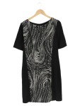 Vorschaubild 1 von FEMME Damen Strickkleid Gr. 40/L Schwarz Grafisch Elegant Midikleid