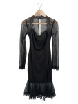 Vorschaubild 1 von Damen Etuikleid Gr. 32/XXS Schwarz Elegant Spitze Punkte Midikleid