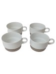 Vorschaubild 1 von Kaffeetassen Set 4x Weiß Porzellan Gestreift Klassisch Elegant