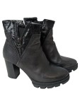 Vorschaubild 1 von Damen Stiefelette Gr. 35 Schwarz Leder Blockabsatz Reißverschluss