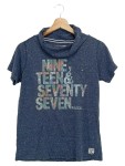 Vorschaubild 1 von Kinder T-Shirt Blau 152/158 Streetwear Vintage Schriftzug Rollkragen