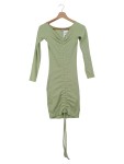 Vorschaubild 1 von Damen Freizeitkleid Gr. 32/XXS Grün Rippstrick Streetwear