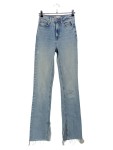 Vorschaubild 1 von High Waist Jeans Straight Leg Damen Blau W24 Fransen Schlitz