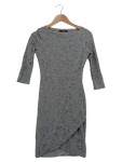 Vorschaubild 1 von Damen Spitzenkleid Gr. 34/XS Grau Elegant Lochmuster 3/4-Arm