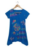 Vorschaubild 1 von Damen Freizeitkleid Gr. 32/XXS Blau Blumenmuster Bohemian