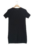 Vorschaubild 1 von Damen Freizeitkleid Gr. 34/XS Schwarz Minimalistisch Rippstrick Kurzarm
