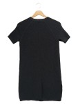 Vorschaubild 2 von Damen Freizeitkleid Gr. 34/XS Schwarz Minimalistisch Rippstrick Kurzarm