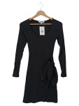Vorschaubild 1 von & OTHER STORIES Damen Strickkleid XS 34 Schwarz Rippstrick Wickelkleid Elegant
