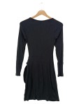 Vorschaubild 2 von & OTHER STORIES Damen Strickkleid XS 34 Schwarz Rippstrick Wickelkleid Elegant