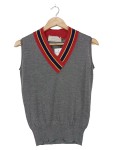 Vorschaubild 1 von Pullunder Damen Gr. 38/M Grau Wolle Klassisch Preppy V-Ausschnitt