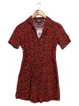 Vorschaubild 1 von Damen Freizeitkleid Rot Blumenmuster Gr. 32/XS Bohemian Vintage