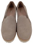 Vorschaubild 2 von Damen Slipper Gr. 36 Beige Wildleder Plateau Casual Slip-On Schuhe