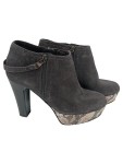 Vorschaubild 1 von Stiefelette Damen Gr. 40 Grau Wildleder Plateau Schlangenmuster Hoher Absatz