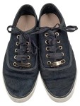 Vorschaubild 2 von Sneaker low Damen 41 Schwarz Fell-Optik Schleife Gold-Akzente