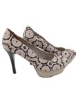 Vorschaubild 1 von Pumps Damen Gr. 39 Beige Florales Muster Elegant Plateau High Heels 11.5cm