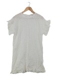 Vorschaubild 1 von Blusenkleid Damen Gr. 42/XL Weiß Lochmuster Elegant Bohemian