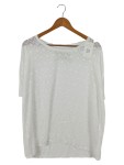 Vorschaubild 1 von Damen T-Shirt UNI Weiß Casual Lochmuster