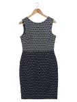 Vorschaubild 1 von Etuikleid Damen Gr. 38/M Grau Punkte Business Midikleid
