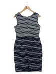 Vorschaubild 2 von Etuikleid Damen Gr. 38/M Grau Punkte Business Midikleid
