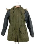 Vorschaubild 1 von Damen Parka Gr. 36/S Grün Kapuze Fellbesatz Lederärmel