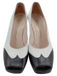 Vorschaubild 2 von Damen Pumps Gr. 39.5 Weiß Schwarz Peep-Toe Elegant Business