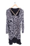 Vorschaubild 1 von Damen Abendkleid Zebra-Print Nieten V-Ausschnitt Langarm Gr. 38/M Schwarz