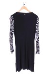 Vorschaubild 2 von Damen Abendkleid Zebra-Print Nieten V-Ausschnitt Langarm Gr. 38/M Schwarz