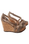 Vorschaubild 1 von Damen Plateausandalen Gr. 38 Braun Elegant Korkabsatz Nieten