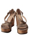 Vorschaubild 2 von Damen Plateausandalen Gr. 38 Braun Elegant Korkabsatz Nieten