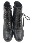 Vorschaubild 2 von LONDON Damen Stiefel Gr. 36 Schwarz Kroko-Optik Schnürstiefel Blockabsatz