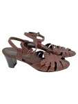 Vorschaubild 1 von Sandaletten Damen Gr. 38.5 Braun Casual Klassisch Nieten Absatzschuhe