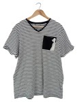 Vorschaubild 1 von Damen T-Shirt Einheitsgröße Schwarz Weiß Gestreift Casual Applikation