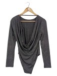 Vorschaubild 2 von Damen Body Gr. 36/S Grau Elegant Langarm Glitzer Party