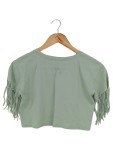 Vorschaubild 2 von Top Mädchen Gr. 140 Grün Casual Fransen Kurzarm Shirt