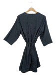 Vorschaubild 2 von Damen Morgenmantel Schwarz Elegant Florales Muster Gr. 38/M