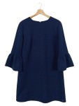 Vorschaubild 1 von Blusenkleid Damen Gr. 40/L Blau Elegant Klassisch Rüschenärmel