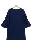 Vorschaubild 2 von Blusenkleid Damen Gr. 40/L Blau Elegant Klassisch Rüschenärmel