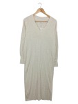 Vorschaubild 1 von Damen Strickkleid Beige Gr. 34/XS Rippstrick V-Ausschnitt Midikleid Casual