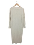 Vorschaubild 2 von Damen Strickkleid Beige Gr. 34/XS Rippstrick V-Ausschnitt Midikleid Casual